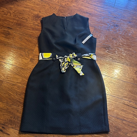 NWT Tahari Women’s Black/White/Citrine Sleeveless Sheath Dress Size 10 MSRP $138 - Picture 8 of 11